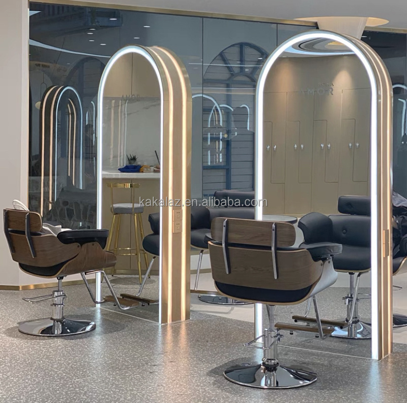 stainless salon mirrors hair salon mirror with light mirror station