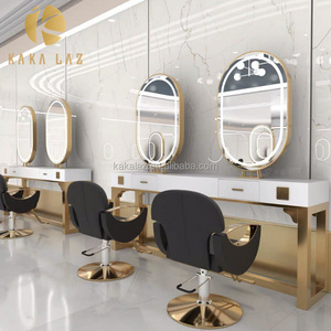 Barber shop chair hair salon equipment salon mirror station led hairdressing