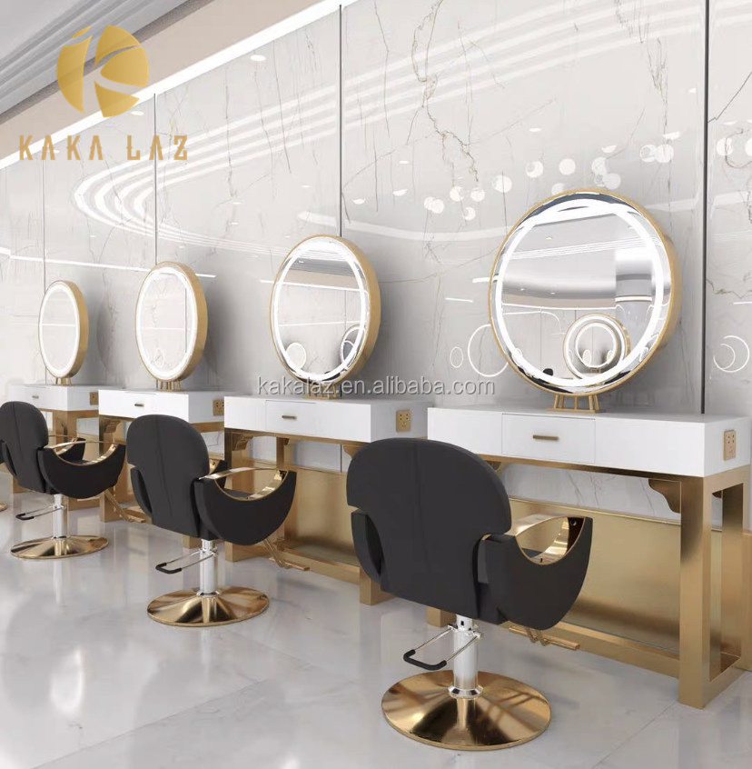 Barber shop chair hair salon equipment salon mirror station led hairdressing