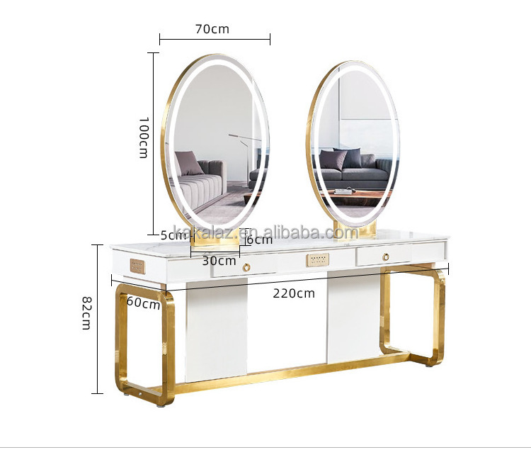 Barber shop chair hair salon equipment salon mirror station led hairdressing