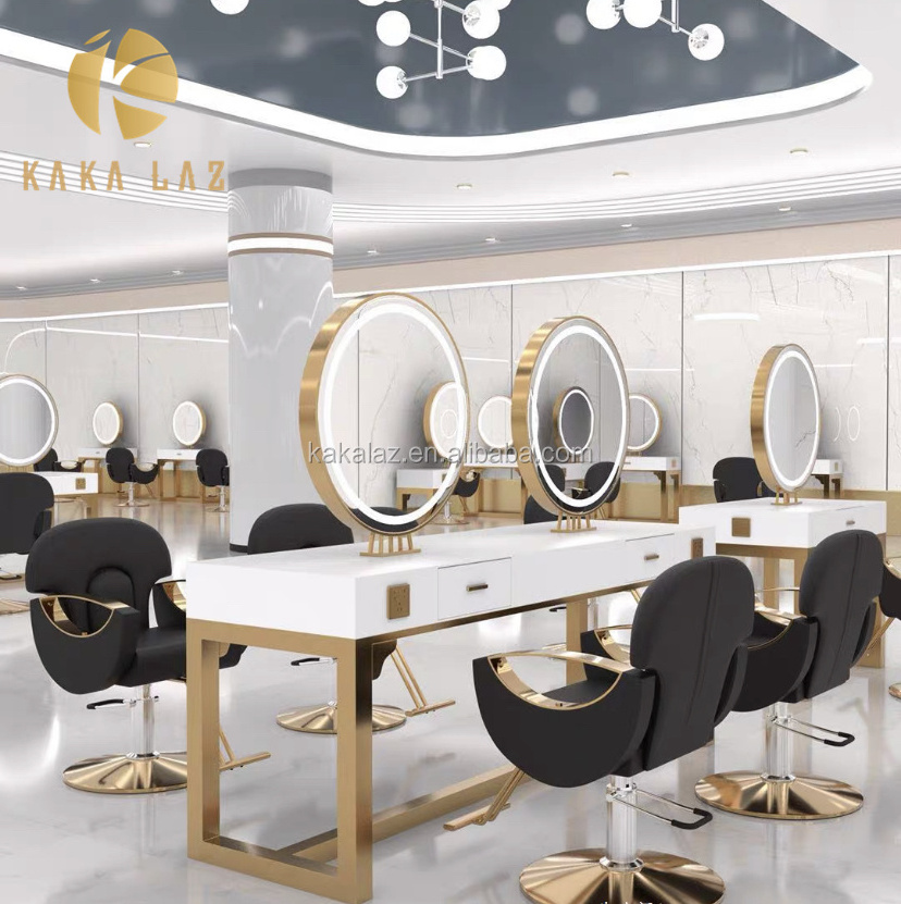 Barber shop chair hair salon equipment salon mirror station led hairdressing