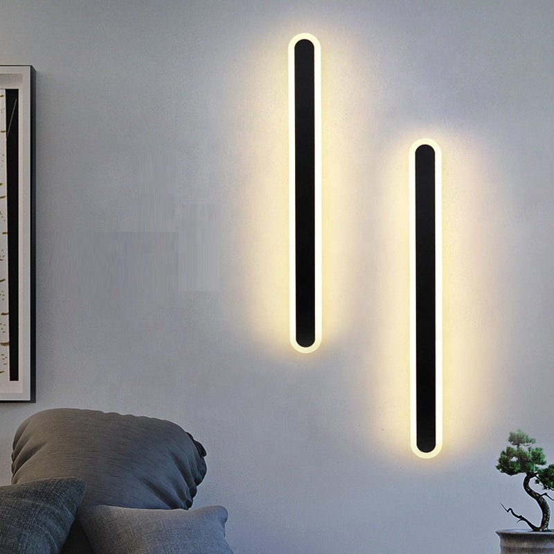 Factory Indoor Wall Lamps Long Round Corner Bedroom  60cm 24W Iron Led Wall Light For Living Room