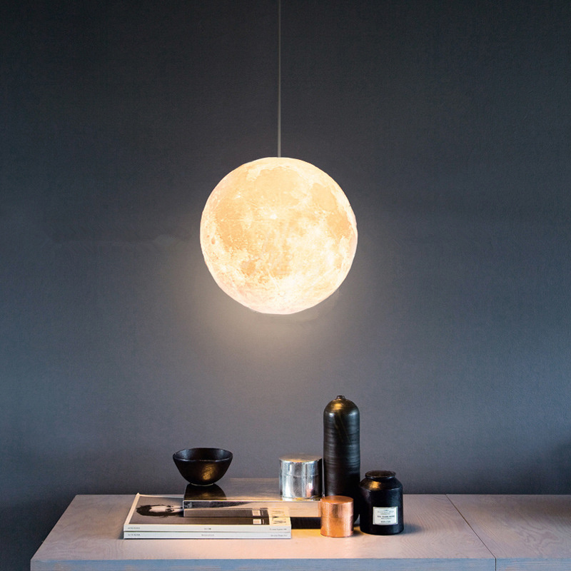 Modern Creative Design Decorative Chandelier E27 LED Bulb 3D Moon Pendant Light For Restaurant Bar