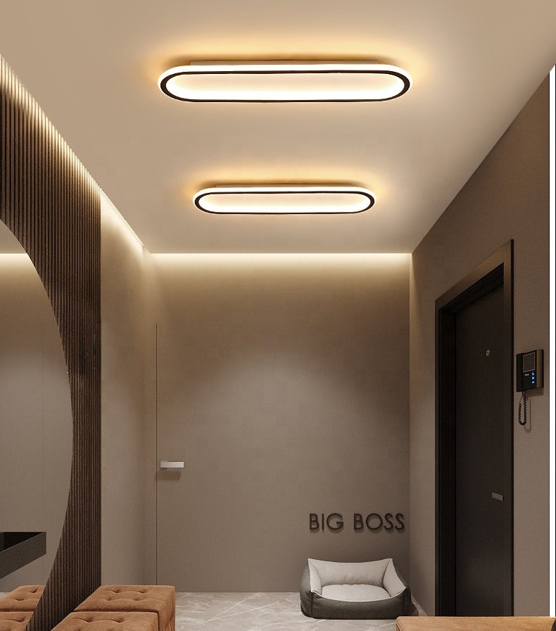 Modern Minimalist Long Oval Checkroom Living Room Hallway Led Ceiling Light Black And White Aisle Entryway Led Ceiling Lamp