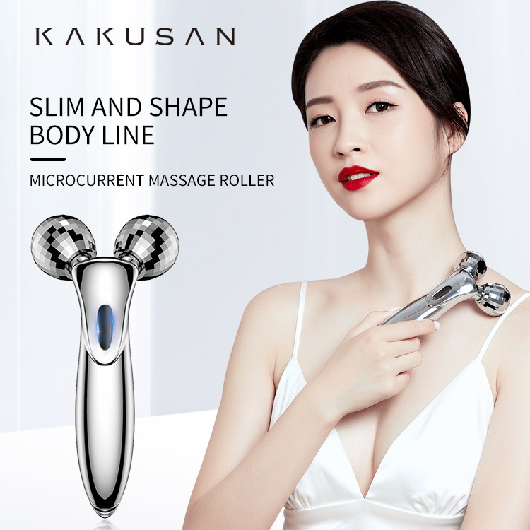 KKS beauty skin tightening care tools ems facial lift roller massager 3d microcurrent face lift massage roller