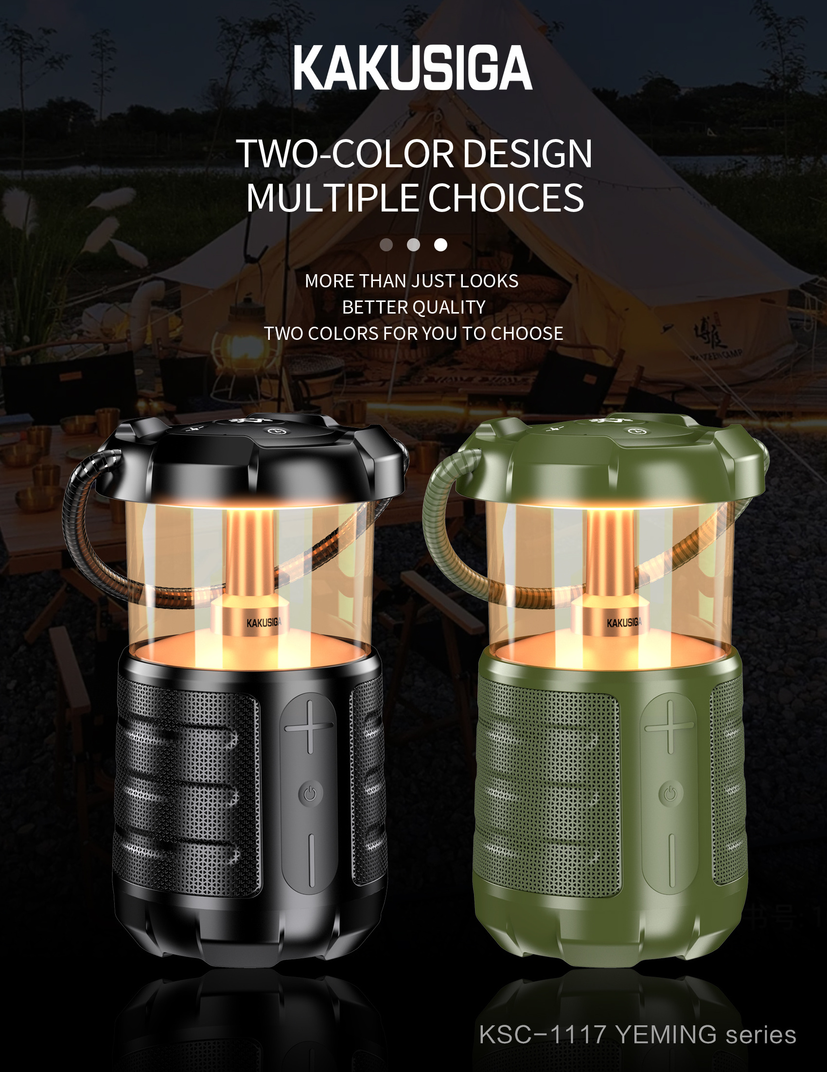 KAKUSIGA New Factory OEM Portable Outdoor BT Speakers Wireless Led Camping Lantern Light Speaker TWS For Mobile Phone Camp