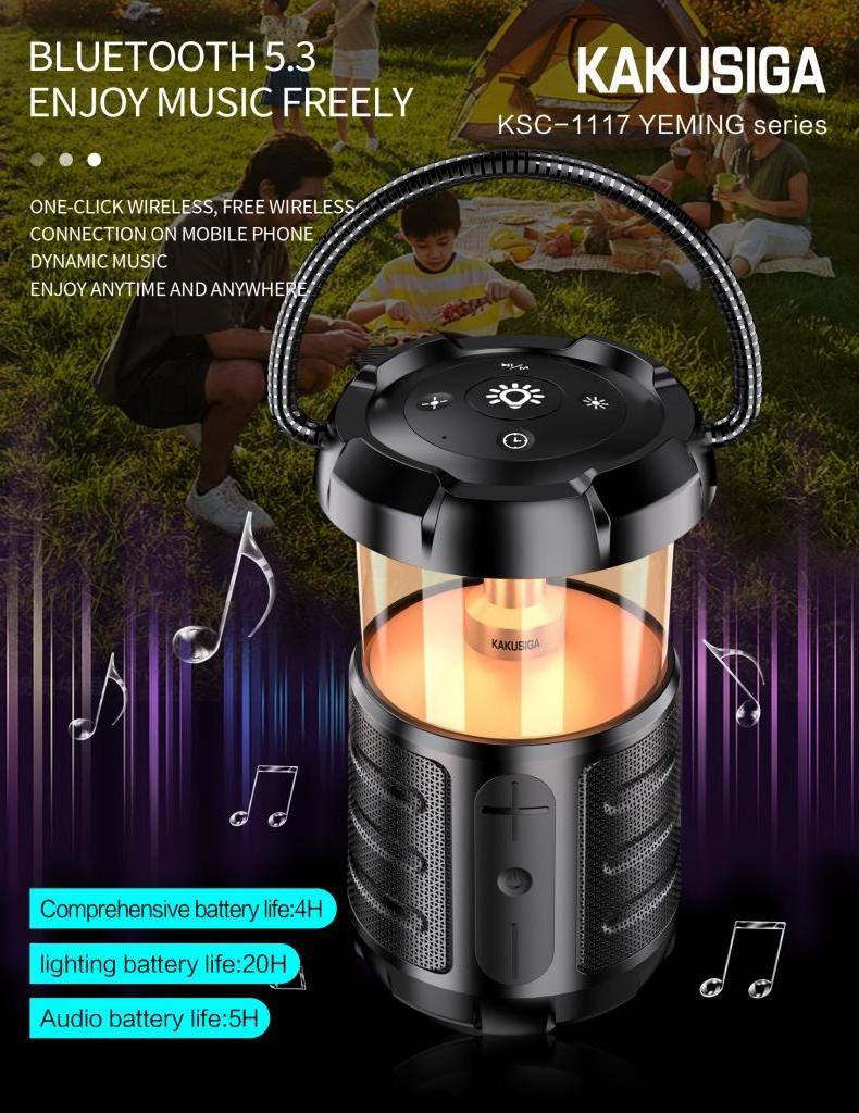 KAKUSIGA New Factory OEM Portable Outdoor BT Speakers Wireless Led Camping Lantern Light Speaker TWS For Mobile Phone Camp