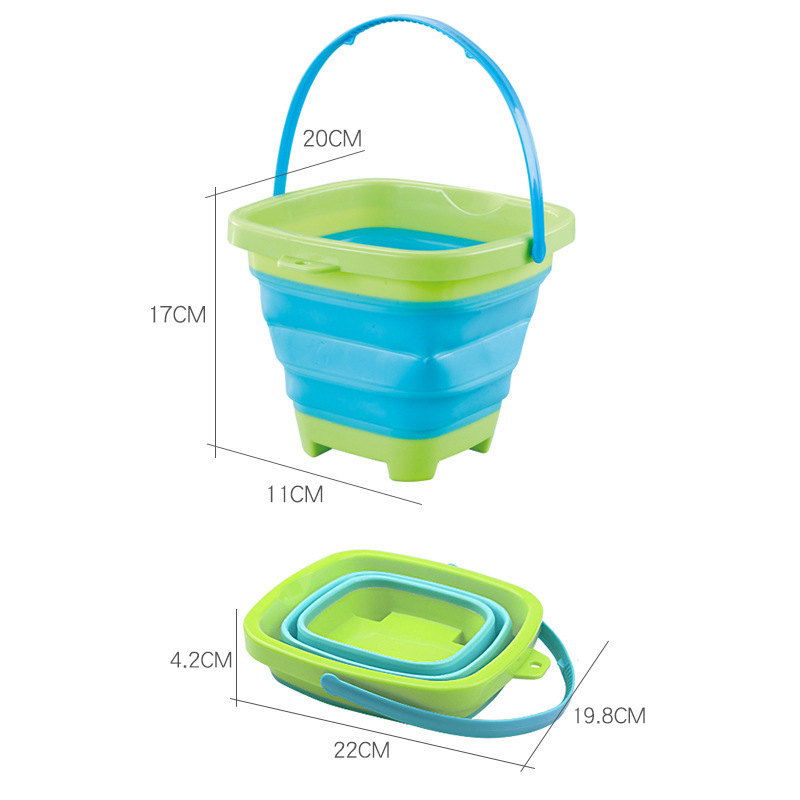 Portable 2 L Square Folding Water Bucket with mold shovel and pails 5pcs Silicone set toy Snow And Beach Outdoor Toy