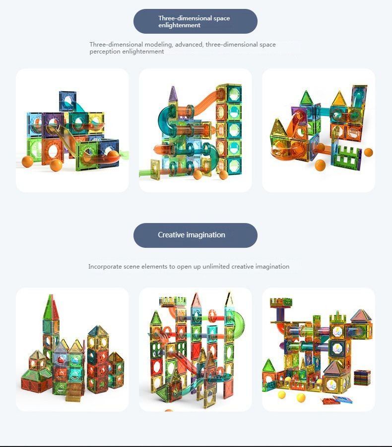 Kids 180pcs Magnetic Tiles Toy Plastic Magnetic Building Blocks Safe 3d Diy Construction Toys Educational Stem Toy For Kids