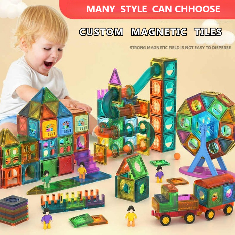 Kids 180pcs Magnetic Tiles Toy Plastic Magnetic Building Blocks Safe 3d Diy Construction Toys Educational Stem Toy For Kids