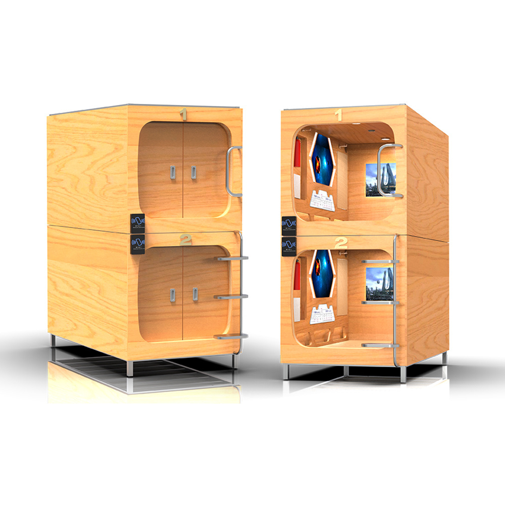 Hot Sale Single Double Soundproof Capsule Hotel Bunk Bed Wood Capsule Bed Sleeping Pods