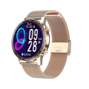 AK25 BT Hand Free Touch Color Screen reloj inteligente Women Fitness Tracker Heart Rate Round Sport Bracelet Smart Call Watch