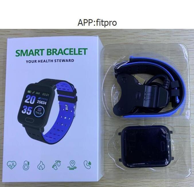 A6 Smart Bracelet Band Heart Rate Blood Pressure Oxygen Fitness Tracker Smart Watch Wristband for IOS Android FitPro App