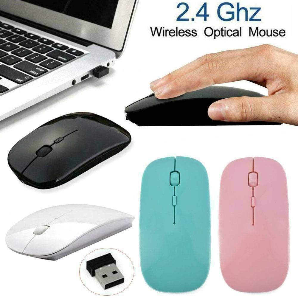 2.4GHz Super Slim Wireless Cordless Mouse Mice Optical Scroll For PC Laptop Computer with USB Receiver