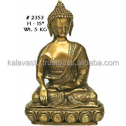 Decorative Brass Buddha Statue in Gold Finish Handmade Home Decor Brass Sitting Buddha Statue