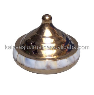 Brass incense resin charcoal burner with Mother of pearl Handmade Home Decor Perfumery Burner