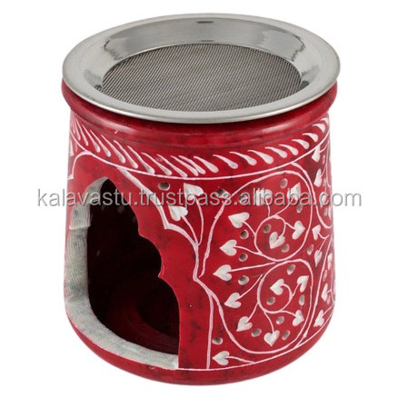 Natural Stone Aroma incense resin oil burner and Handmade Perfumery Burner Home Decor with net