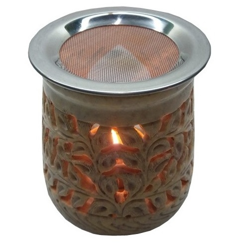 Natural Stone Aroma incense resin oil burner and Handmade Perfumery Burner Home Decor with net