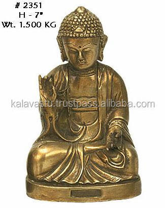 Decorative Brass Buddha Statue in Gold Finish Handmade Home Decor Brass Sitting Buddha Statue