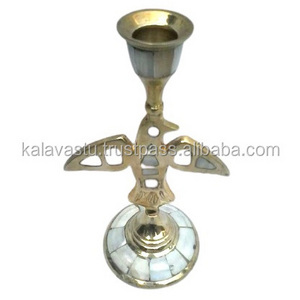 Brass candle stand with MOP Handmade Decorative Brass Church Candle Stand and Metal Candle Holder