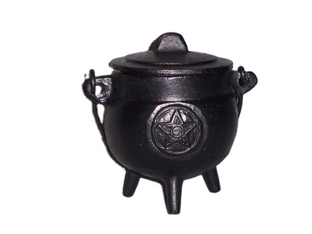 Iron Incense Resin Burner and Iron Cauldron with pentagram in black finish Handmade Charcoal Burner