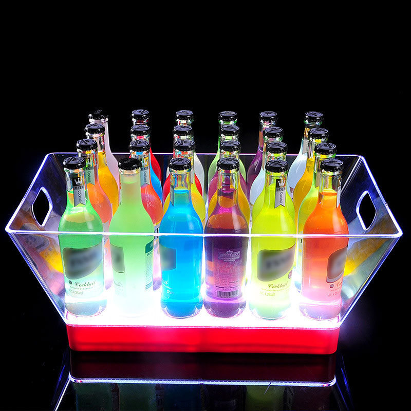 Innovative Portable Hotel Wine Acrylic Big Branded Night Club Custom Champagne LED Ice Bucket