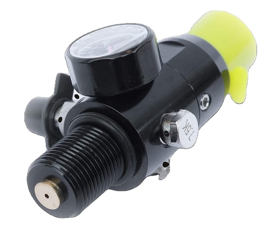 New Paintball Co2 Tank Pin Valve w/3000/4500 Psi Gauge w/Thread Cover Standard Co2 tank replacement head,Fits standard 13/21.5/4