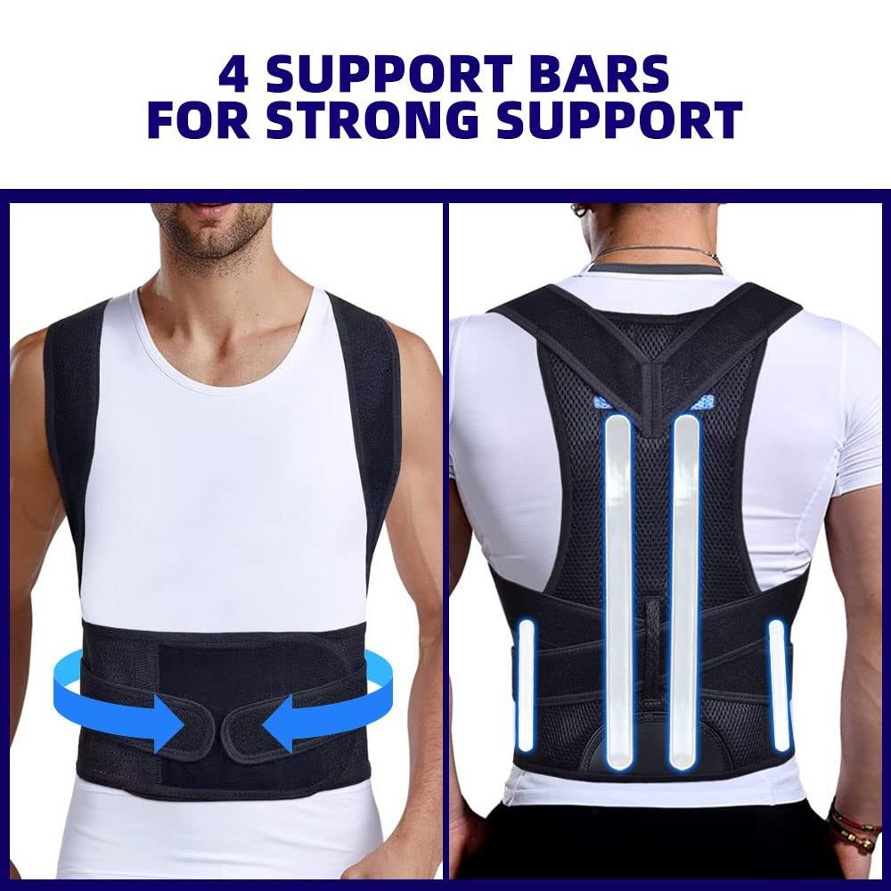 Adjustable Fully Back Support Belt Lumbar Brace Upper and Lower Back Pain Relief Posture Corrector for Women and Men