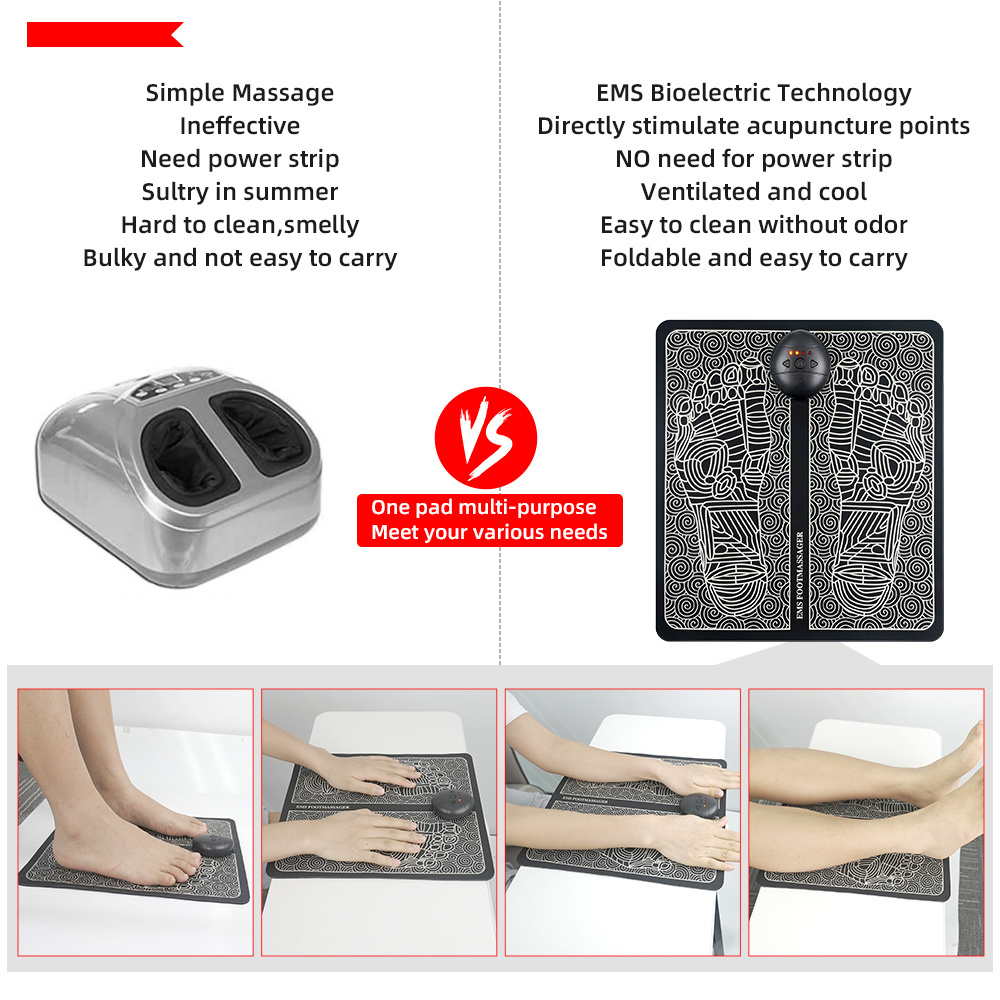 Wholesale Ems Foot Massager Mat Pulse Foot Massager Mat Machine Black Foot Massage Pad