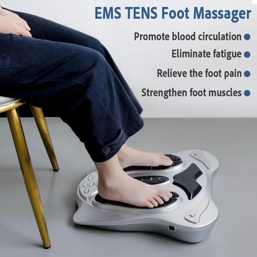 Electrotherapy Foot Circulation Stimulator Machine EMS TENS Pads Electric Infrared Heat Neuropathy Muscle Relief Foot Massager