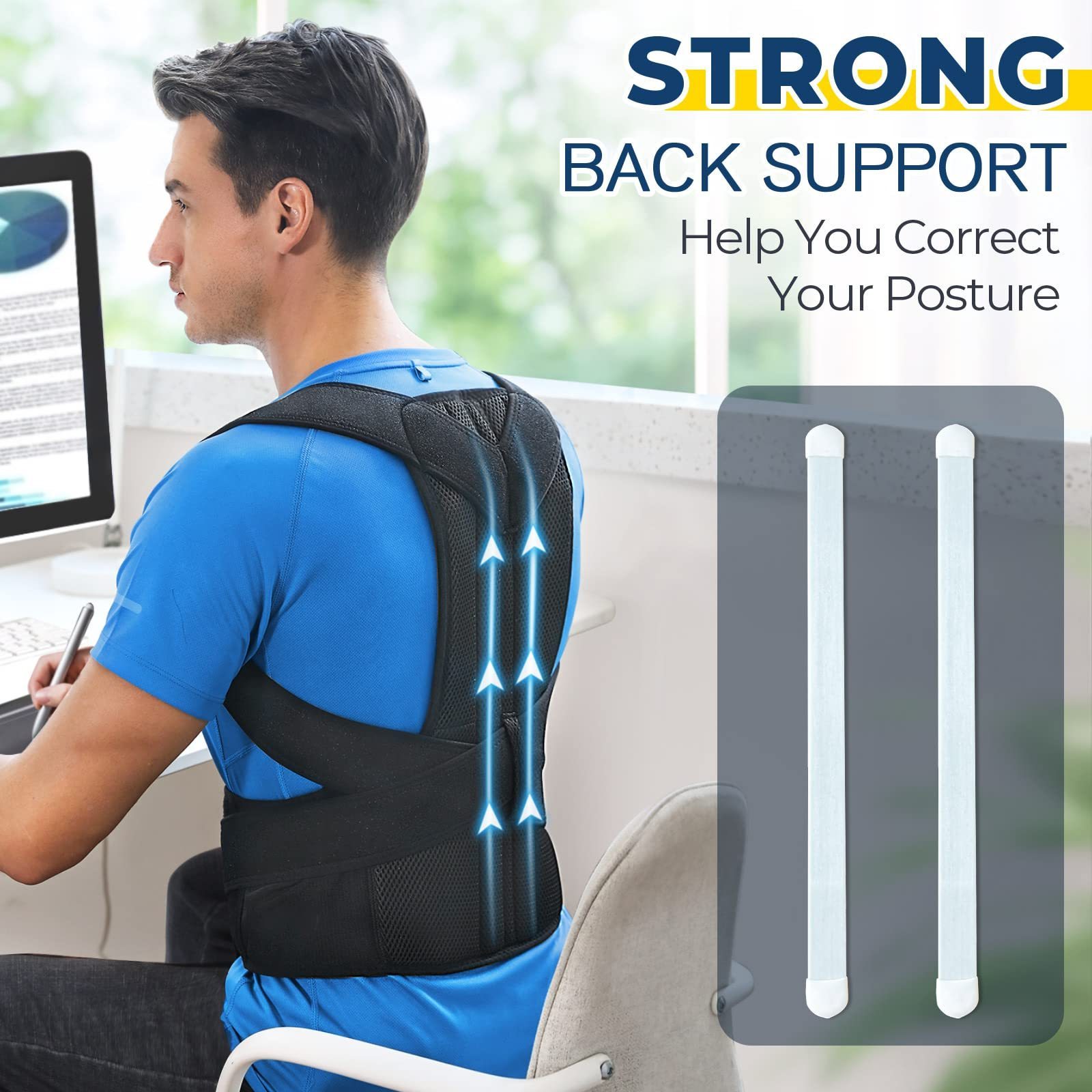 Adjustable Fully Back Support Belt Lumbar Brace Upper and Lower Back Pain Relief Posture Corrector for Women and Men