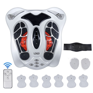 Electrotherapy Foot Circulation Stimulator Machine EMS TENS Pads Electric Infrared Heat Neuropathy Muscle Relief Foot Massager