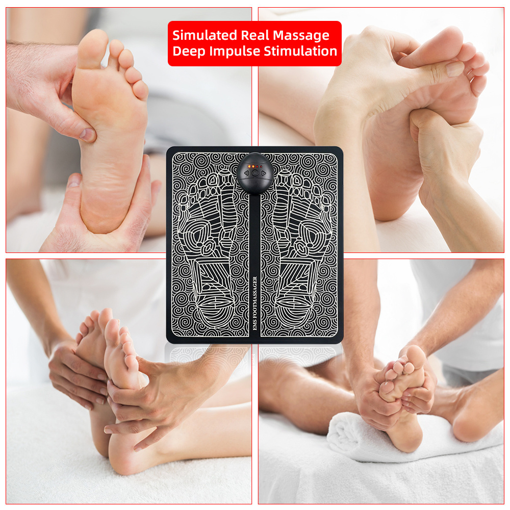 Wholesale Ems Foot Massager Mat Pulse Foot Massager Mat Machine Black Foot Massage Pad