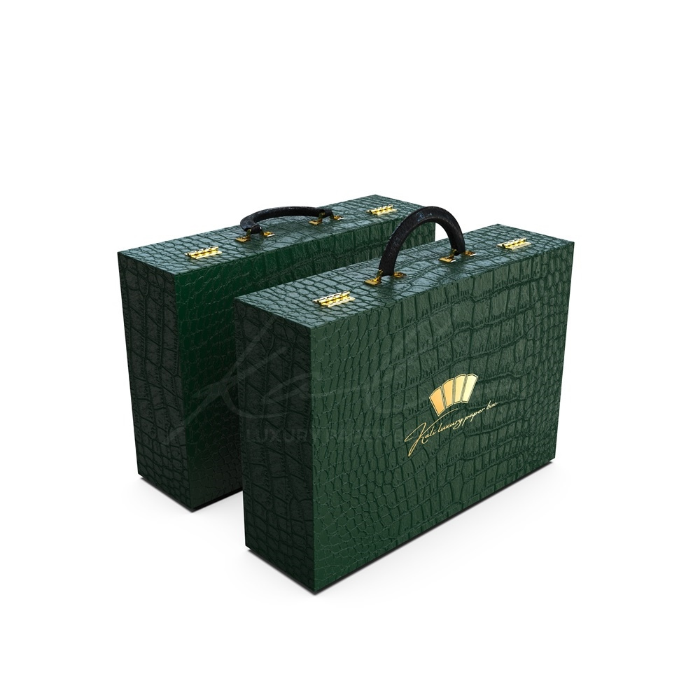 Special paper bags large outlet box travelling case PU leather jewelry watch alligator suitcase with handle