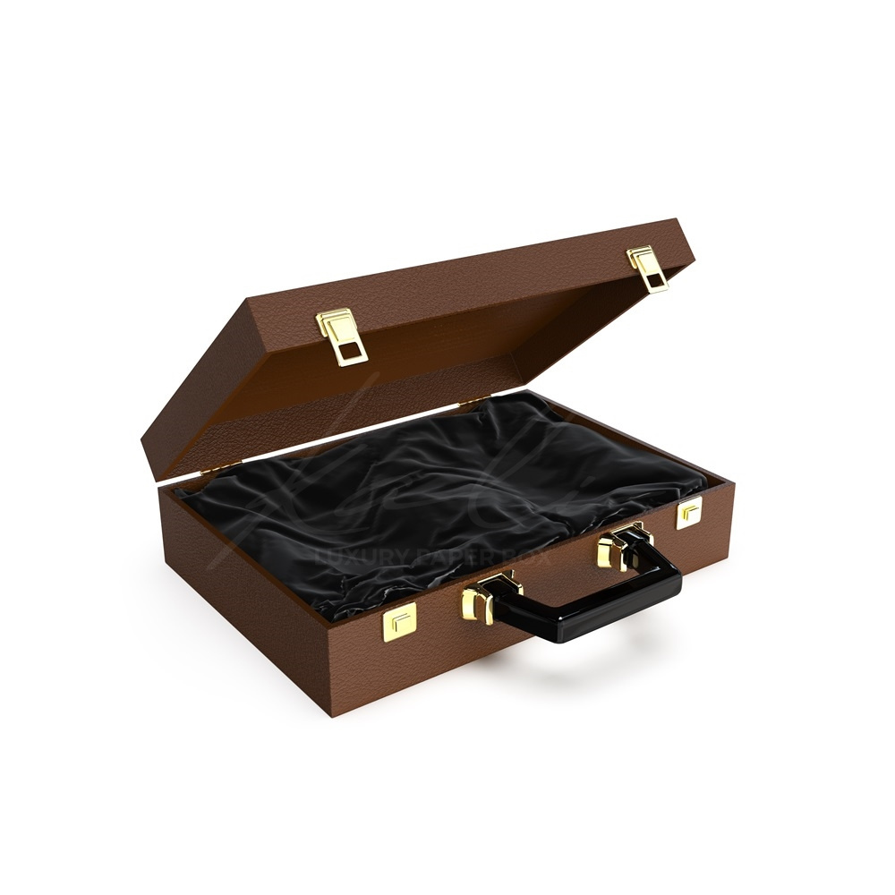 Vintage large suitcase hard leather box collection gift handle bag brown suitcase luxury product storage box