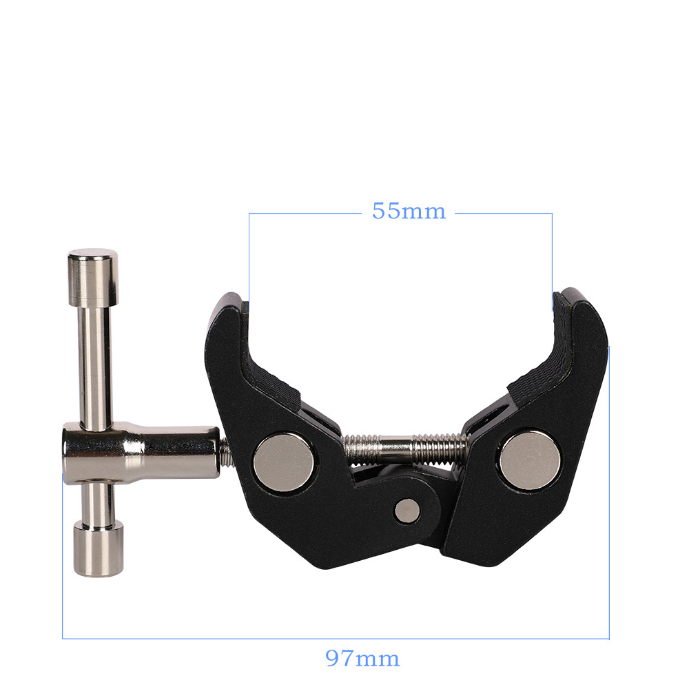 KALIOU Super Clamp Large Crab Jaw with 1/4 and 3/8 Thread Articulating Magic Arm for Cameras Lights Umbrellas Hooks Shelves