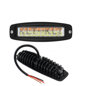 klt Ip68 Super Bright 24v 6inch 48w Barra Led Dual Color Flashing White Amber Car Truck Offroad Strobe Led Light Bar