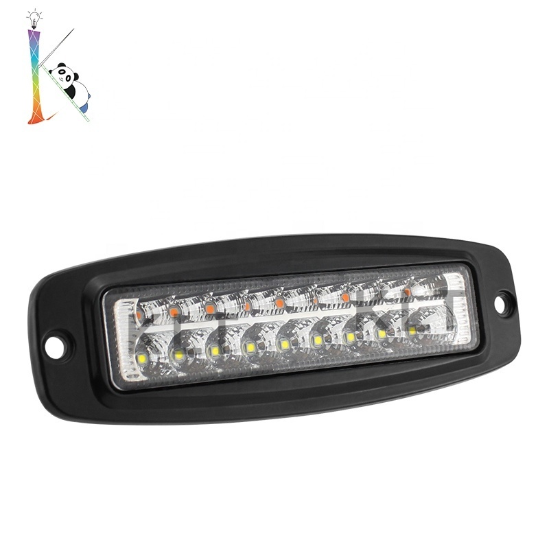 klt Ip68 Super Bright 24v 6inch 48w Barra Led Dual Color Flashing White Amber Car Truck Offroad Strobe Led Light Bar