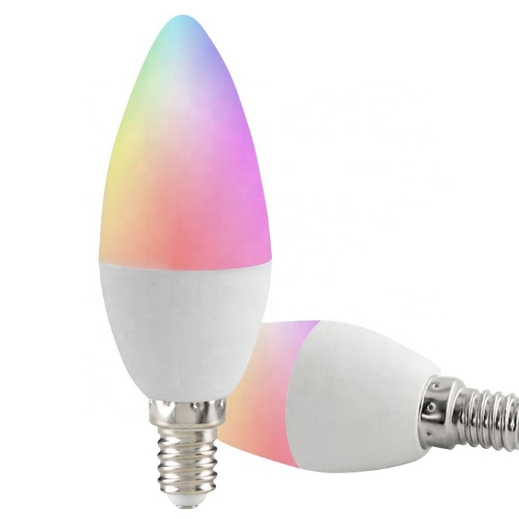 Amazon Hot Sale RGB+CCT Tuya WiFi Smart LED Bulb 4W E12 E14 Candle Light Bulbs