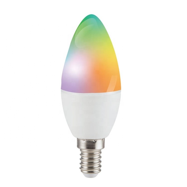 Amazon Hot Sale RGB+CCT Tuya WiFi Smart LED Bulb 4W E12 E14 Candle Light Bulbs