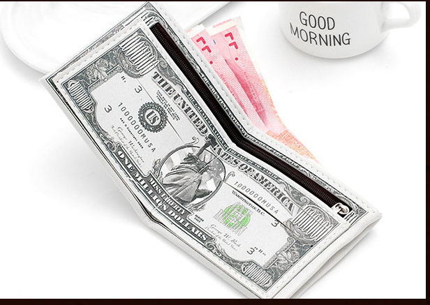 Creative Gift PU Printing Currency Dollar Purse / USD currency Notes Wallet