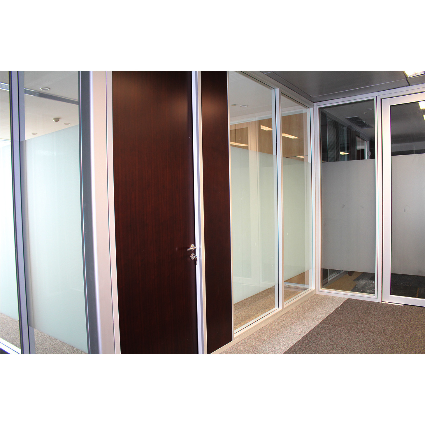 10mm tempered modern room divider office space partition office glass aluminium frame full height partition wall soundproof