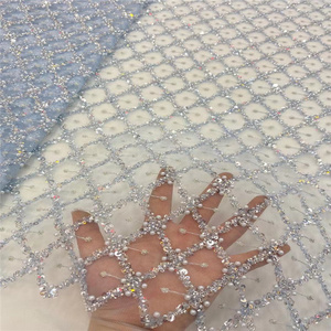 Width 145 cm Polyester metallic pearl Embroidered mesh Fabric beads sequins tulle French lace Fabric For Dress Women Skirt