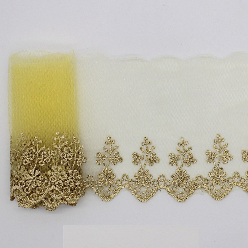 Width 10.5 cm Polyester soft silk Flower embroidery tulle lace trim fabric For Dress underwear hem curtain bra lingerie