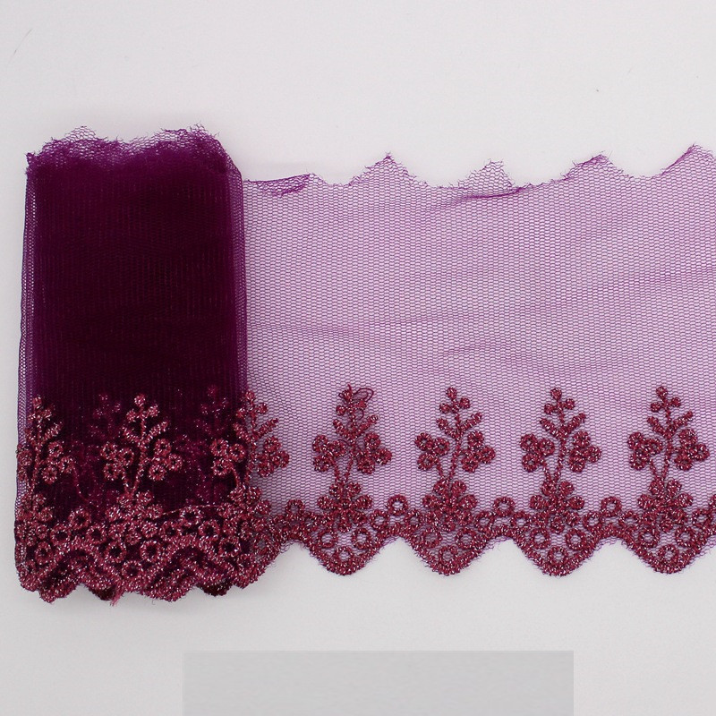 Width 10.5 cm Polyester soft silk Flower embroidery tulle lace trim fabric For Dress underwear hem curtain bra lingerie