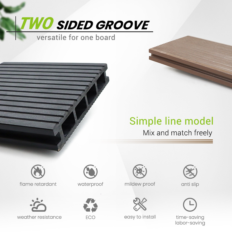 Patio Decking Outdoor Square Hole Wood Plastic Composite Deck Board