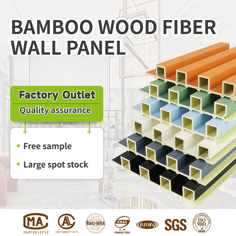 Direct Sale Interior Wall Cladding Bamboo Wood Fiber Wall Board Decorative Fluted Wpc Wall Panel