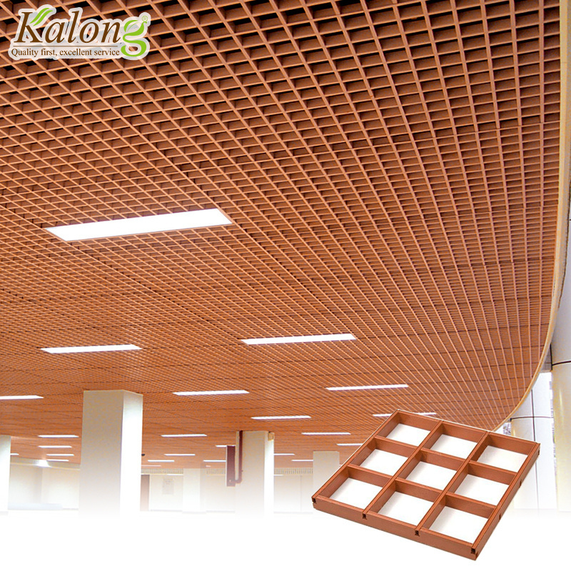 Pop WPC False Ceiling Luxury Timber Grid Suspended Ceiling Interior 3d Coffered Ceiling Tiles