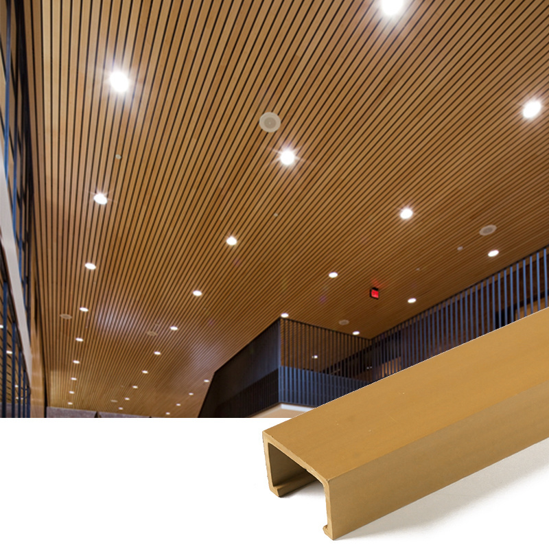 Modern Interior Linear Ceiling Tile Environmental-friendly WPC 3d Suspended Ceiling