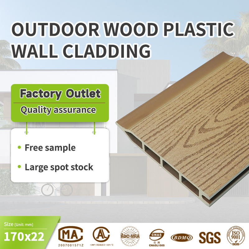 Anti UV Anticrack Easy Assemble Wpc External Exterior Wall Panel Wallpapers Basic Color,wood Grain 15 Years 170*22mm Country